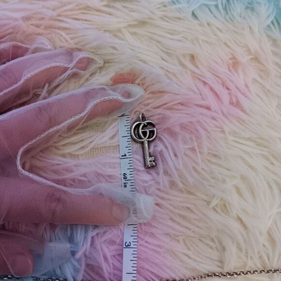 Gucci 925 Silver Key Motif Double G Logo Charm Necklace Men’s Women’s - Picture 11 of 13